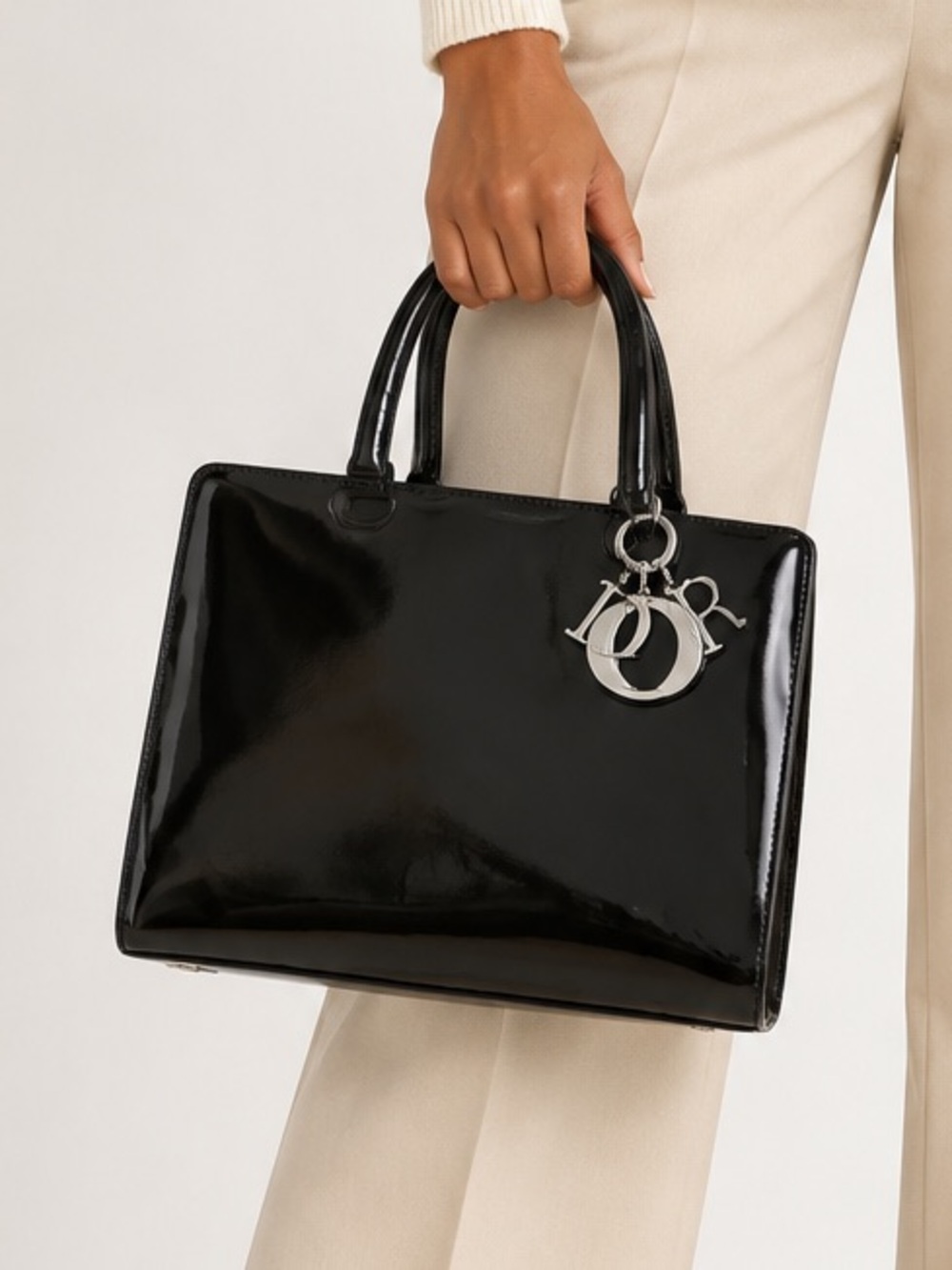 Christian DIOR Black Leather Lady D Tote